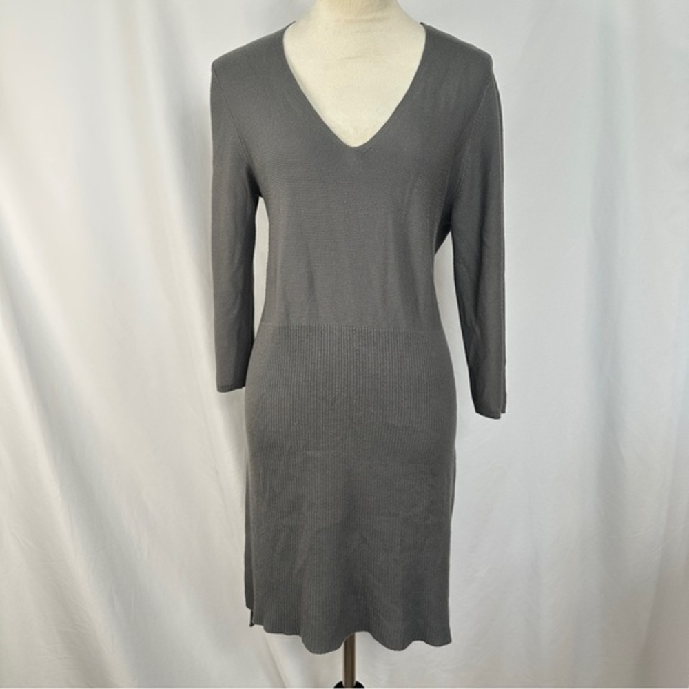 New York & Company‎ Ribbed Midi Dress Womens XL High Low Hem Side Slit V-neck